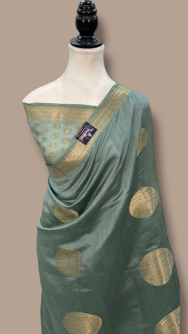 Pure Kota Chex silk Banarasi Handloom Saree - The Handlooms