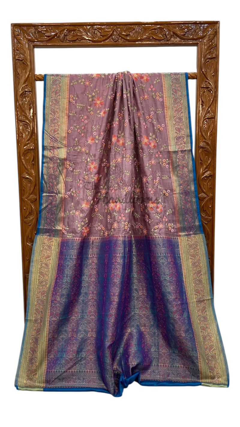 Tussar Silk Handloom Banarasi Saree With Chikankari - The Handlooms