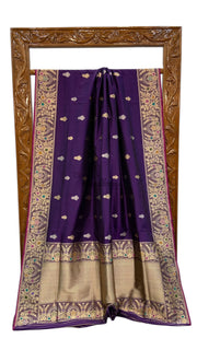 Pure Katan Silk Banarasi Handloom Saree - All over Sona Roopa Kadua motifs - The Handlooms