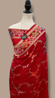 Tussar Georgette Handloom Banarasi Saree - The Handlooms