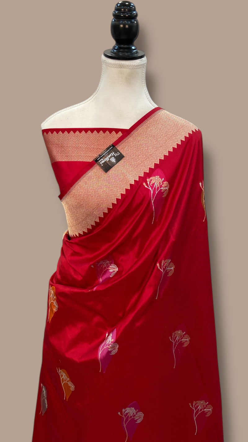 Pure Katan Silk Banarasi Handloom Saree - All over Kadua motifs With Meenakari - The Handlooms