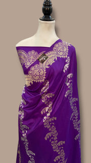 Pure Katan Silk Banarasi Handloom Saree - All over soona roopa  Kadua stripe - The Handlooms