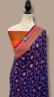 Pure Khaddi Georgette Handloom Banarasi Saree - The Handlooms