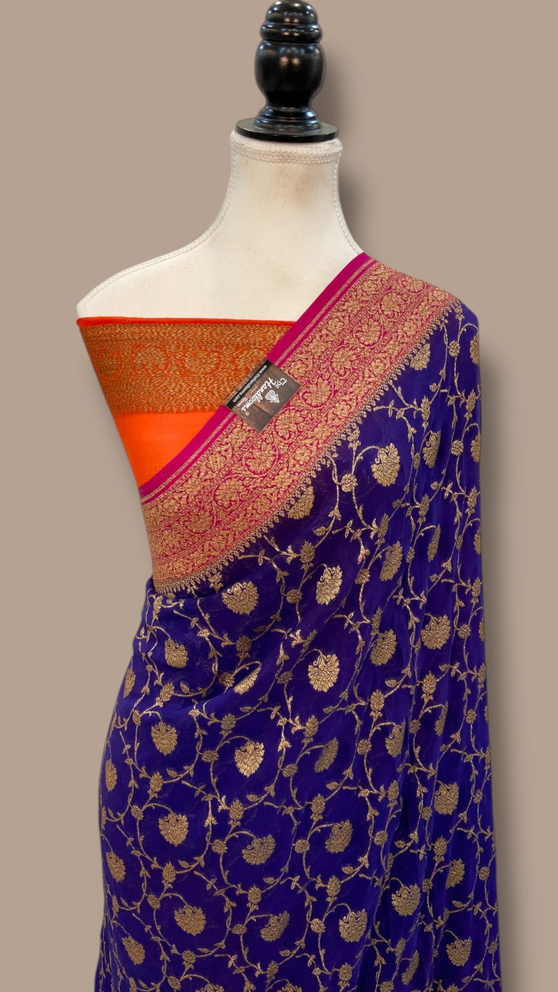 Pure Khaddi Georgette Handloom Banarasi Saree - The Handlooms