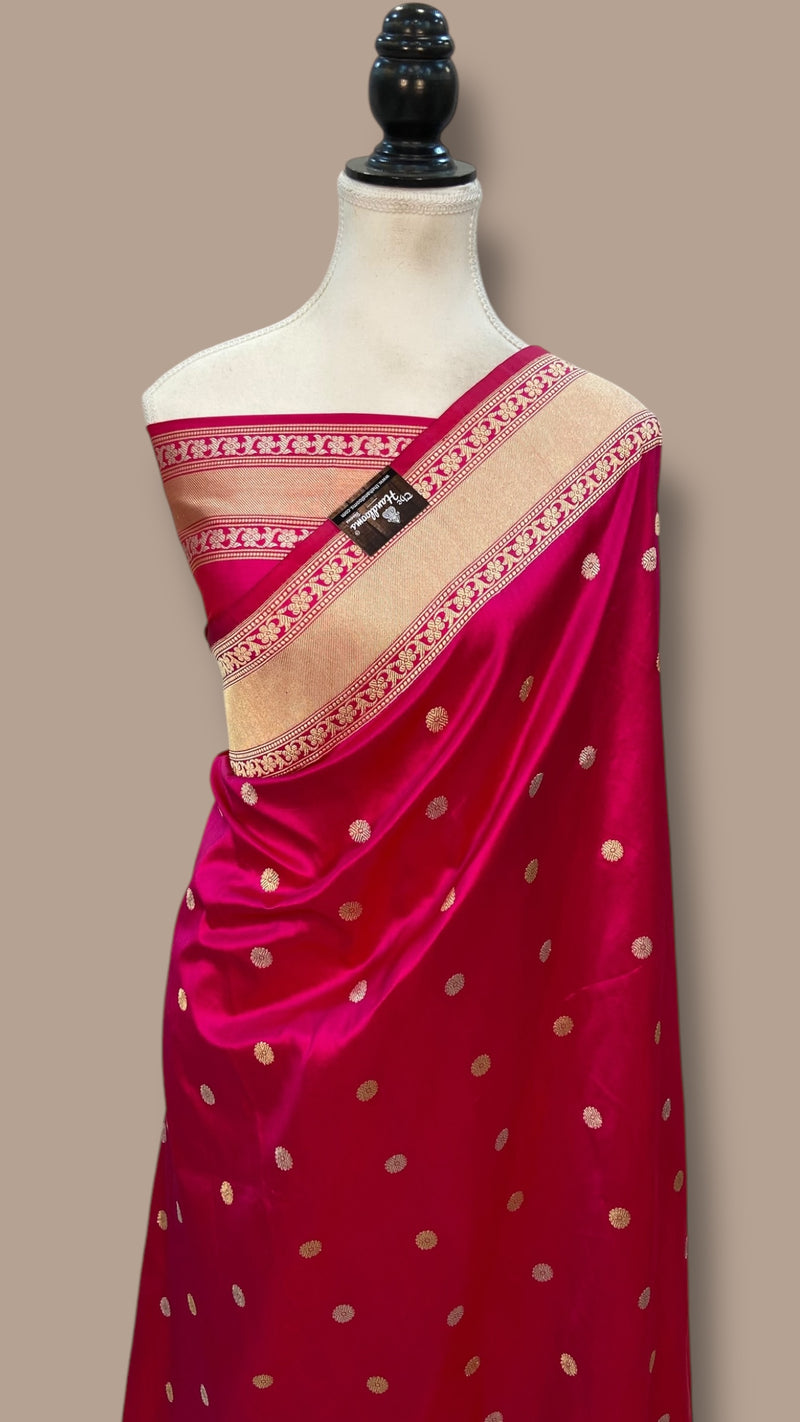 Pure Katan Silk Banarasi Handloom Saree - All over Sona Roopa kadiyal Motifs - The Handlooms