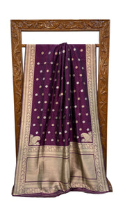 Pure Katan Silk Banarasi Handloom Saree - All over Sona Roopa kadiyal Motifs - The Handlooms