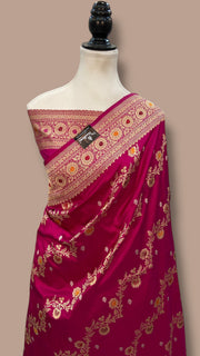 Pure Katan Silk Banarasi Handloom Saree - All over kadiyal Jaal work With Meenakari - The Handlooms