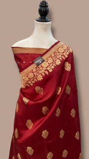 Pure Katan Silk Banarasi Handloom Saree - All over Kadua motifs - The Handlooms