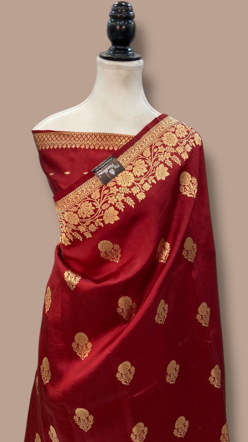 Pure Katan Silk Banarasi Handloom Saree - All over Kadua motifs - The Handlooms