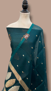 Pure Tussar Silk Handloom Banarasi Dress Material All Ovar Kadua Boota With Kora Dupatta - The Handlooms