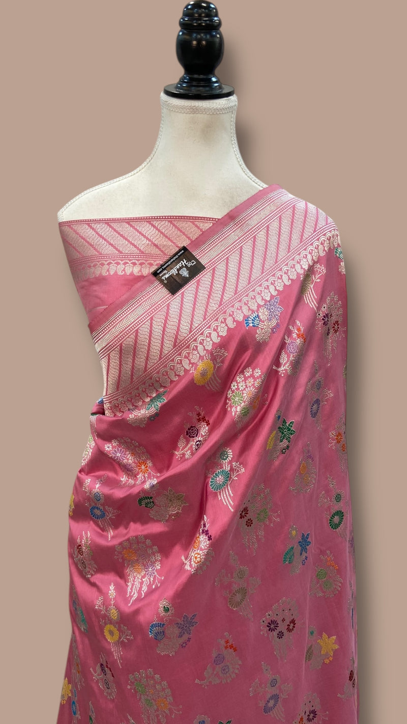 Ektara Pure Katan Silk Banarasi Handloom Saree - All over kadiyal Jaal work - The Handlooms