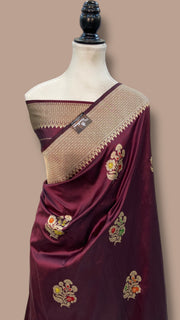 Pure Katan Silk Banarasi Handloom Saree - All over Kadua motifs With Meenakari - The Handlooms