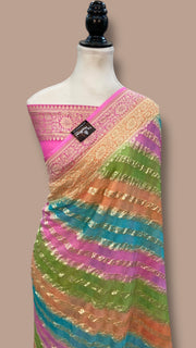 Pure Khaddi Georgette Handloom Banarasi Saree with water zari - The Handlooms
