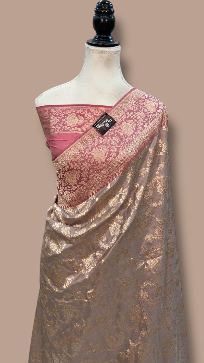 Pure Katan Silk Banarasi Handloom Saree - Satan Border - The Handlooms