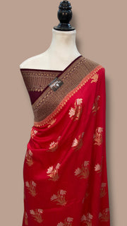 Moonga Georgette Handloom Banarasi Saree - The Handlooms