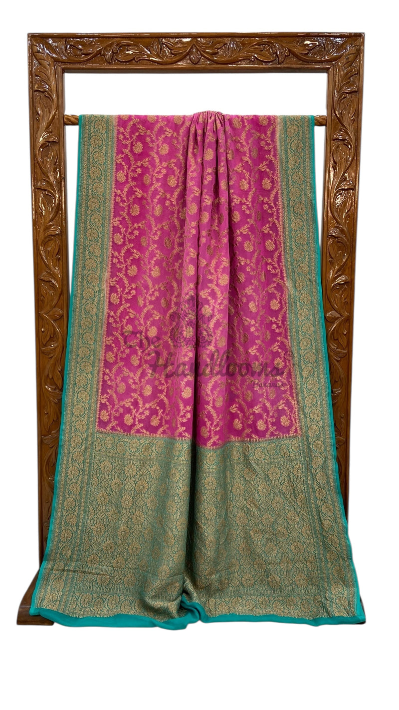 Pure Khaddi Georgette Handloom Banarasi Saree - The Handlooms