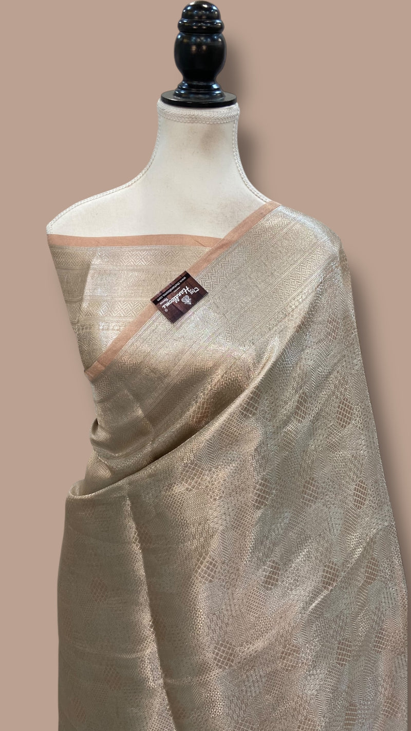 Pure Kora Tissue Tanchui Handloom Banarasi Saree - The Handlooms