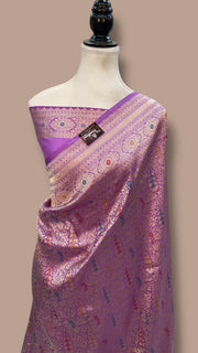 Regal Pure Katan Silk Banarasi Saree – Handwoven Tanchui Brocade with Meenakari Work - The Handlooms