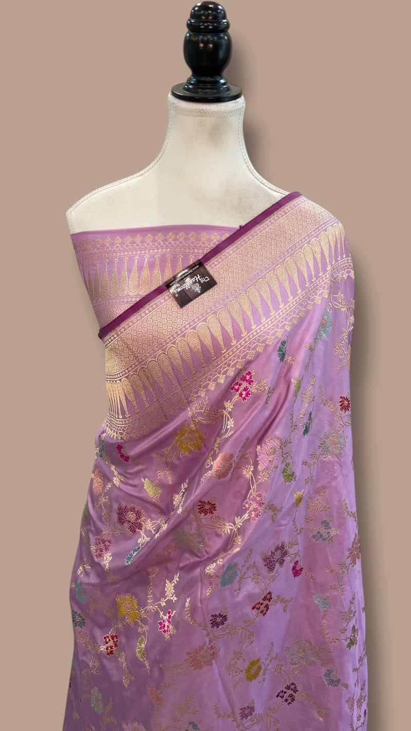 Ektara Pure Katan Silk Banarasi Handloom Saree - All over kadiyal Jaal work - The Handlooms