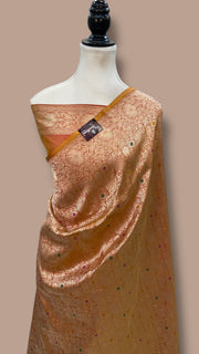Regal Pure Katan Silk Banarasi Saree – Handwoven Tanchui Brocade with Meenakari Work - The Handlooms