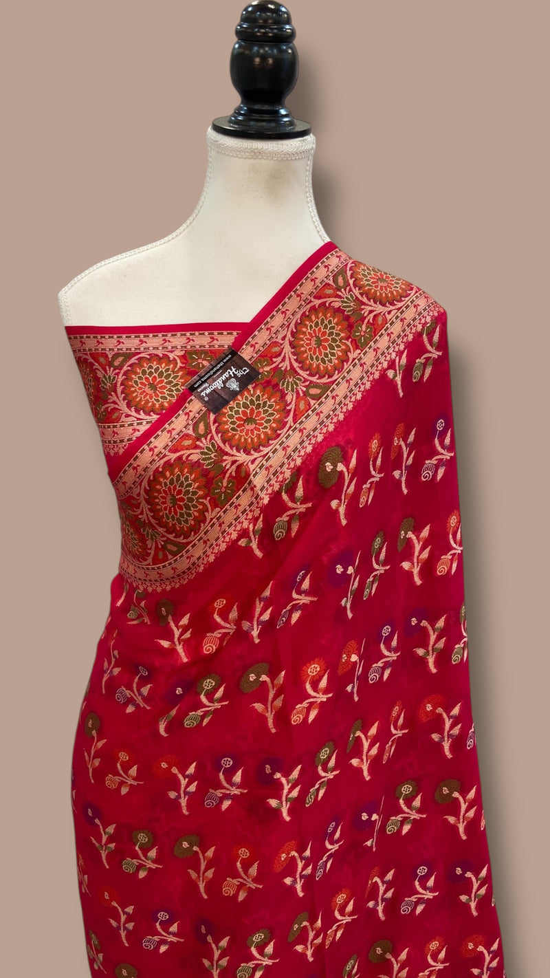 Pure Chiffon Khaddi Banarasi Saree - The Handlooms