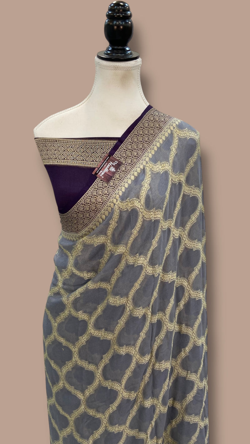 Pure Chiffon Khaddi Banarasi Saree - The Handlooms
