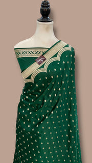 Pure Satan Silk Banarasi Handloom Saree - All over Motifs Work - The Handlooms