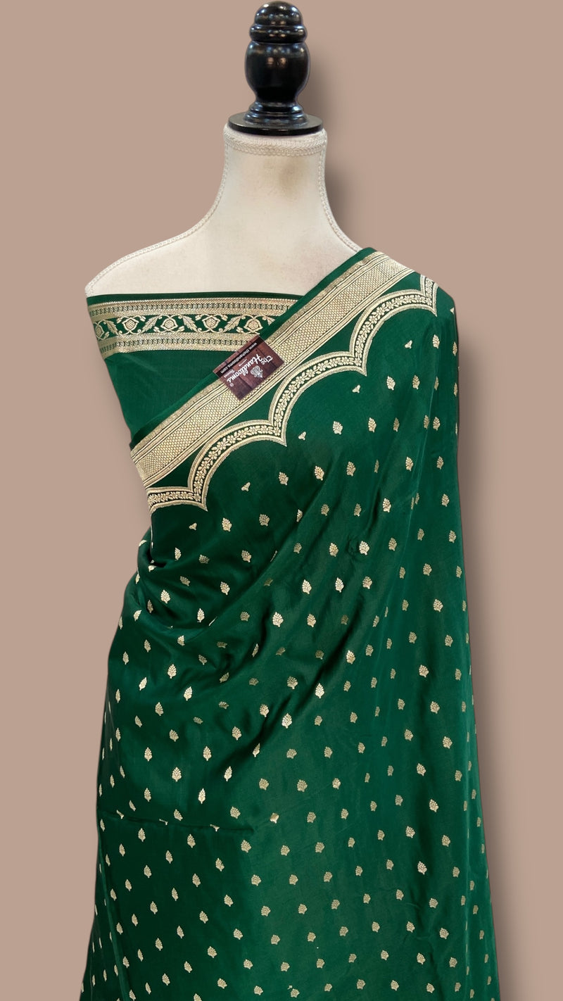 Pure Satan Silk Banarasi Handloom Saree - All over Motifs Work - The Handlooms