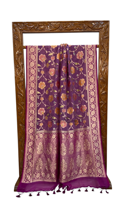 Pure Khaddi Georgette Banarasi Saree -  water zari - The Handlooms