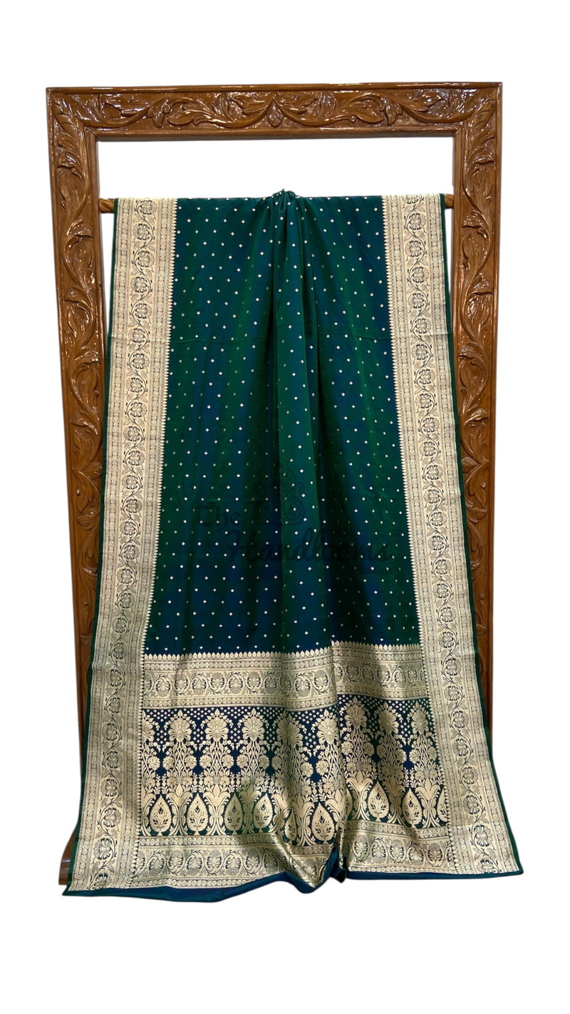 Pure Satan Silk Banarasi Handloom Saree - All over Motifs Work - The Handlooms