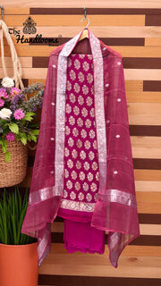 Khaddi Georgette Handloom Banarasi Dress Material - The Handlooms