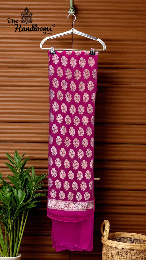 Khaddi Georgette Handloom Banarasi Dress Material - The Handlooms