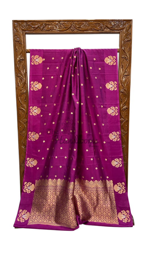 Pure Katan Silk Banarasi Handloom Saree - All over Kadua motifs - The Handlooms