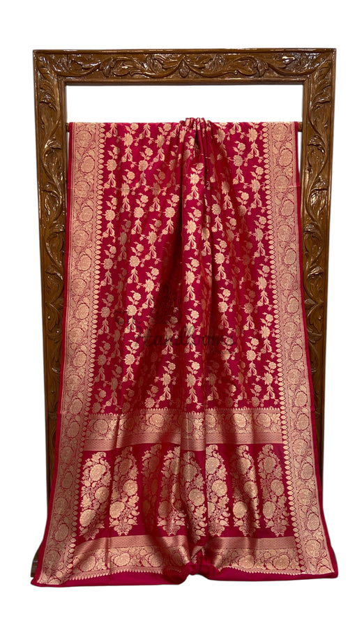 Pure Katan Silk Banarasi Handloom Saree - All Over Jaal Work - The Handlooms
