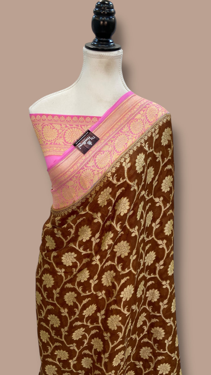 Pure Chiffon Khaddi Banarasi Saree - The Handlooms