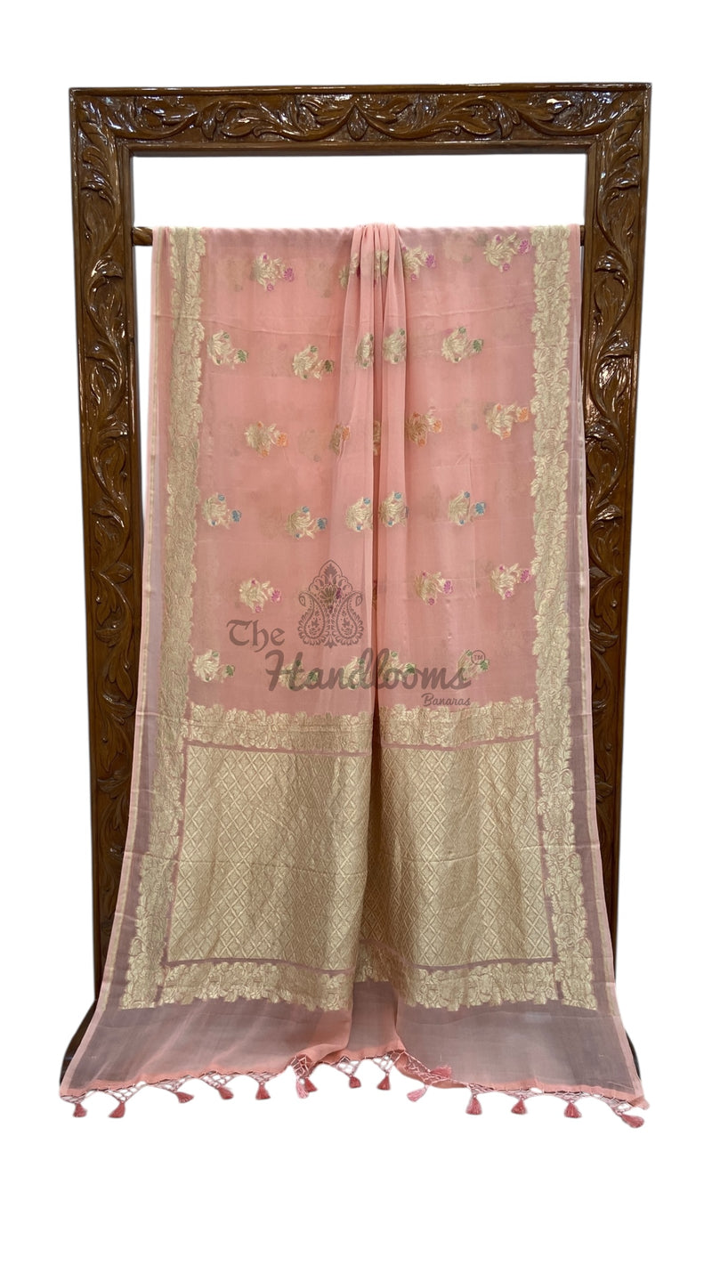 Khaddi Georgette Handloom Banarasi Saree - The Handlooms
