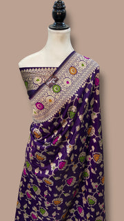 Pure Katan Silk Banarasi Handloom Saree - All over Jaal Work With Meenakari - The Handlooms