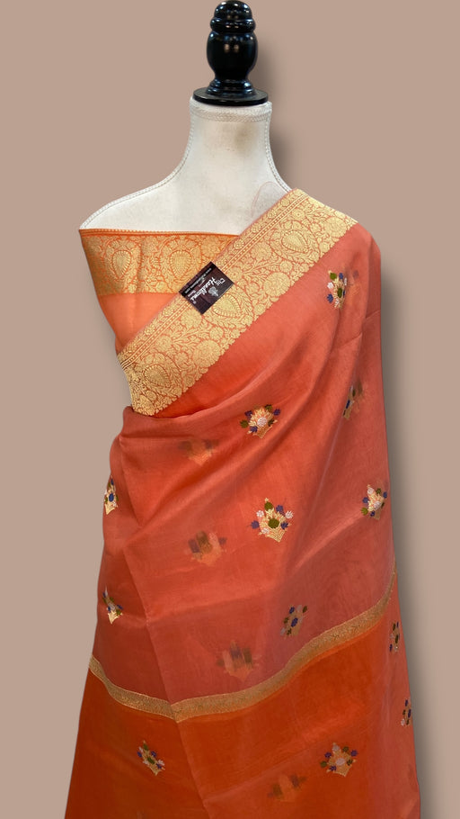 Pure Kora Handloom Banarasi All Over Kadua Motifs Saree - The Handlooms