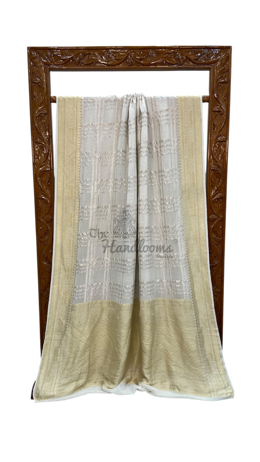 Khaddi Georgette Handloom Banarasi Saree - All Over Sona Roopa Jaal Work - The Handlooms