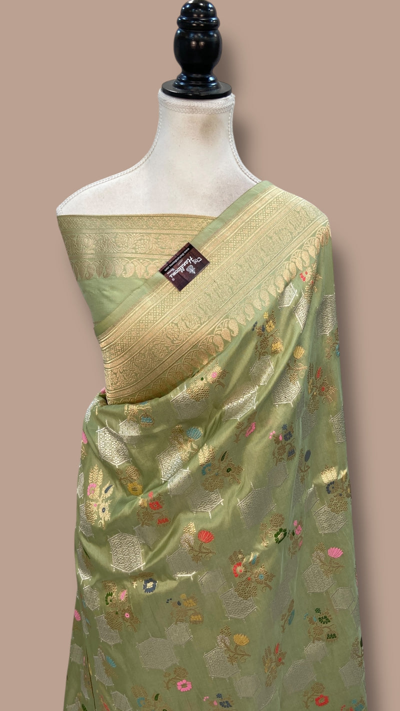 Ektara Pure Katan Silk Banarasi Handloom Saree - All Over Kadiyal Jaal Work - The Handlooms
