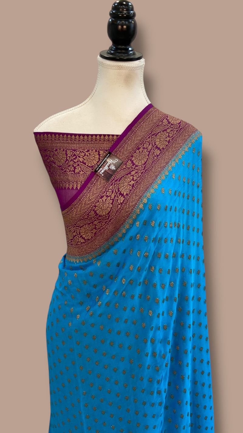 Pure Khaddi Georgette Handloom Banarasi Saree - The Handlooms