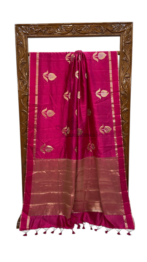 Hot Pink Pure Mango Silk Banarasi Handloom Saree - The Handlooms