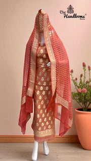 Tissue Khaddi Georgette Banarasi Dress material - The Handlooms