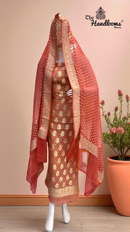 Tissue Khaddi Georgette Banarasi Dress material - The Handlooms