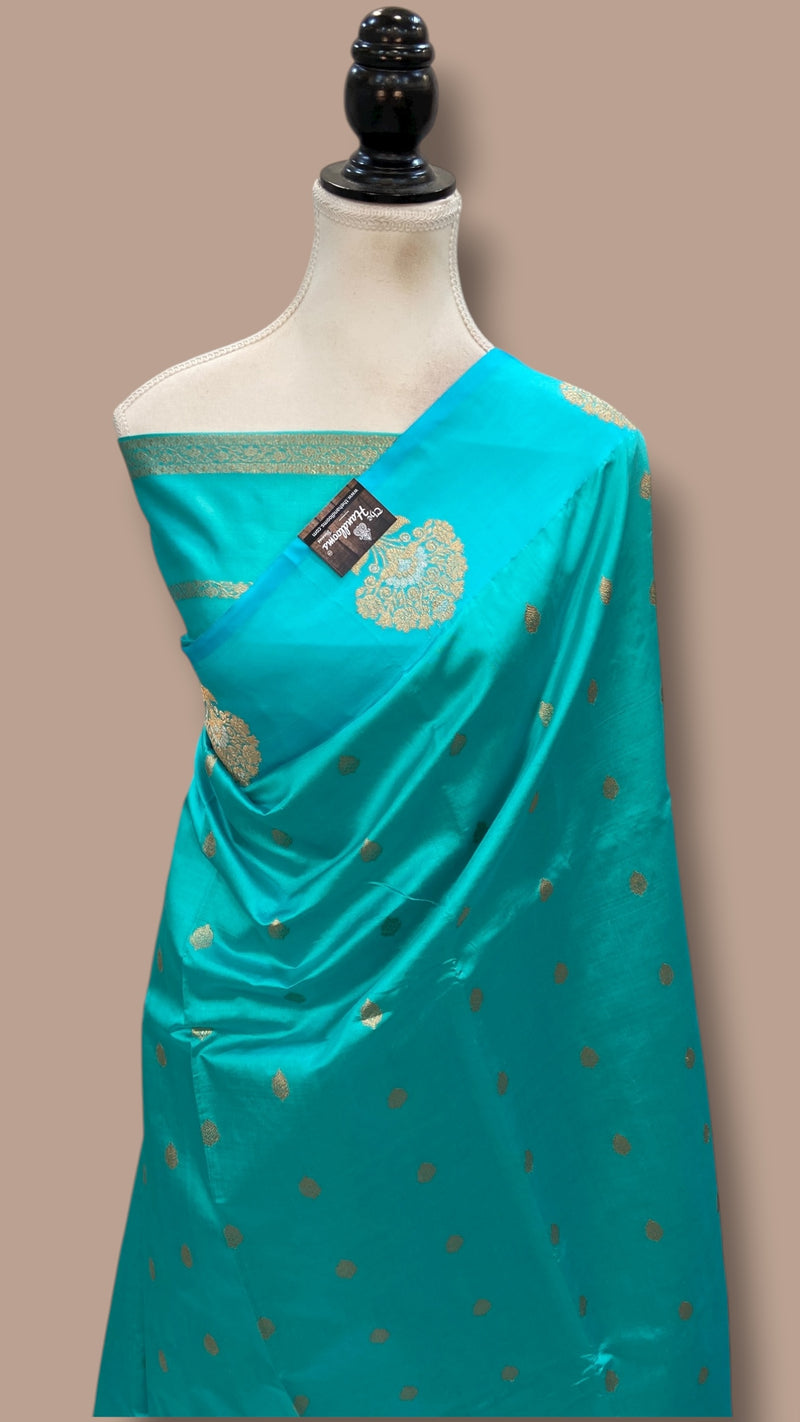 Pure Katan Silk Banarasi Handloom Saree - All over Kadua motifs - The Handlooms