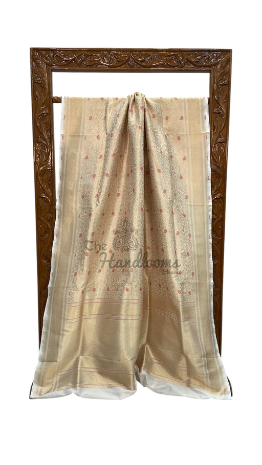 Regal Pure Katan Silk Banarasi Saree – Handwoven Tanchui Brocade with Meenakari Work - The Handlooms