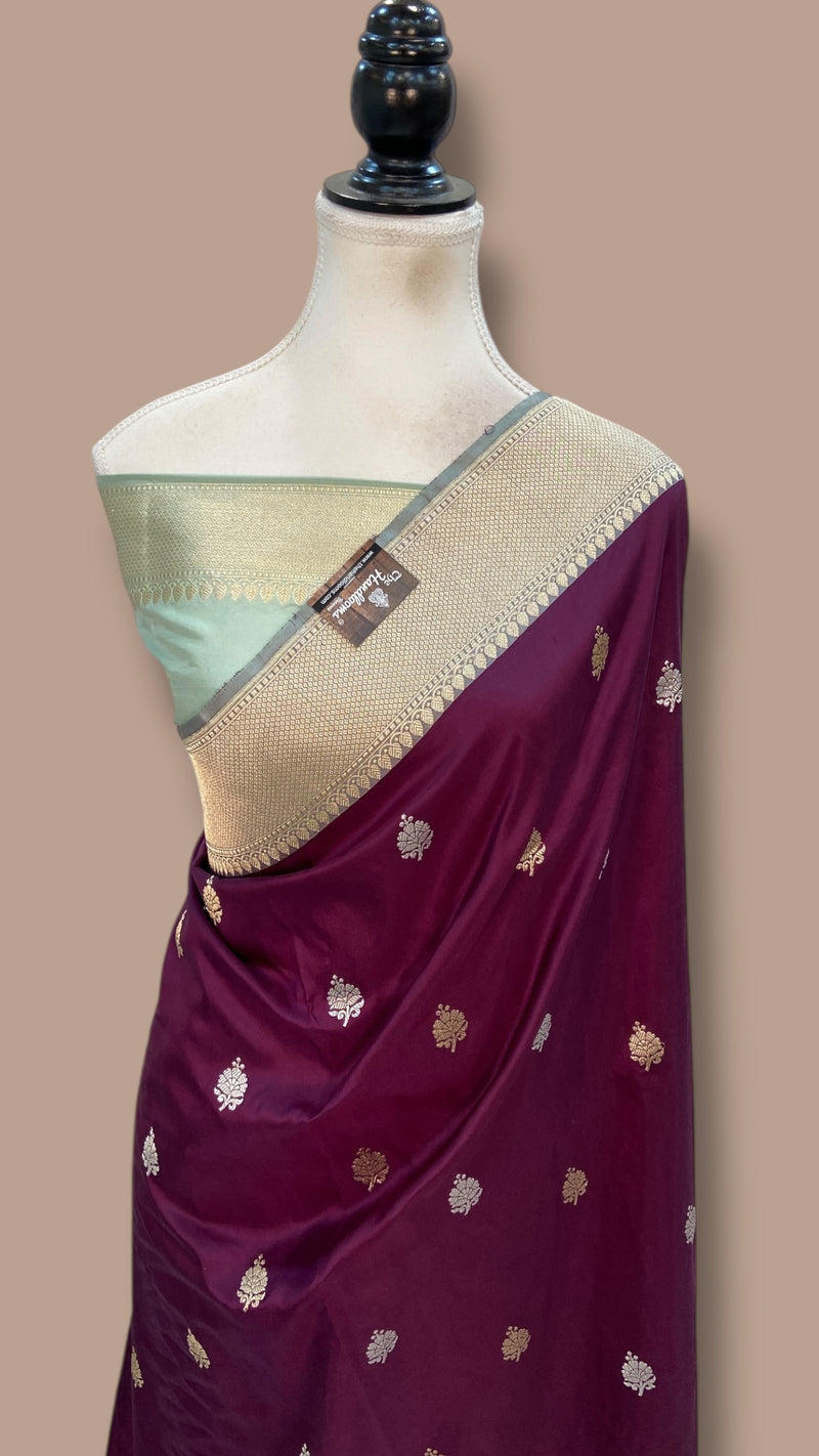 Pure Katan Silk Banarasi Handloom Saree - All Over Kadua Motifs - The Handlooms