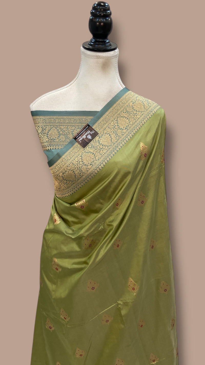 Pure Katan Silk Banarasi Handloom Saree - All Over Kadua Motifs - The Handlooms