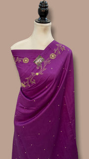 Pure Moonga Georgette Handloom Banarasi Saree With Handwork - The Handlooms