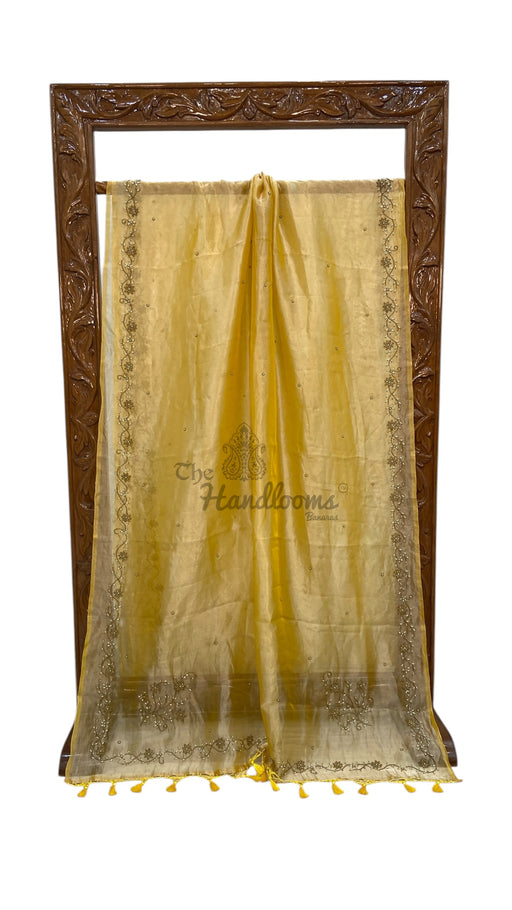 Pure Kora Tissue Handloom Banarasi Saree - Handwork - The Handlooms